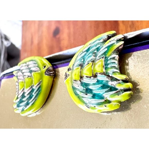 Vintage Fish Earrings Pierced Blowfish Tropical Islands Beach Vacation C… - Picture 6 of 12